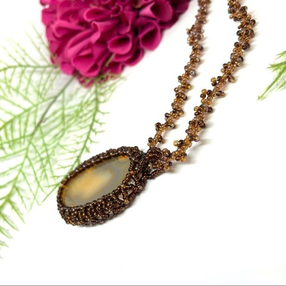 VINTAGE⚜️GENUINE GEODE Glass Beaded Choker Necklace - Picture 6 of 10